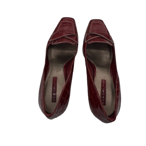 Bandolino Red Patent Square Toe Kitten Heels Size 9 1/2 Women’s - Picture 5 of 10